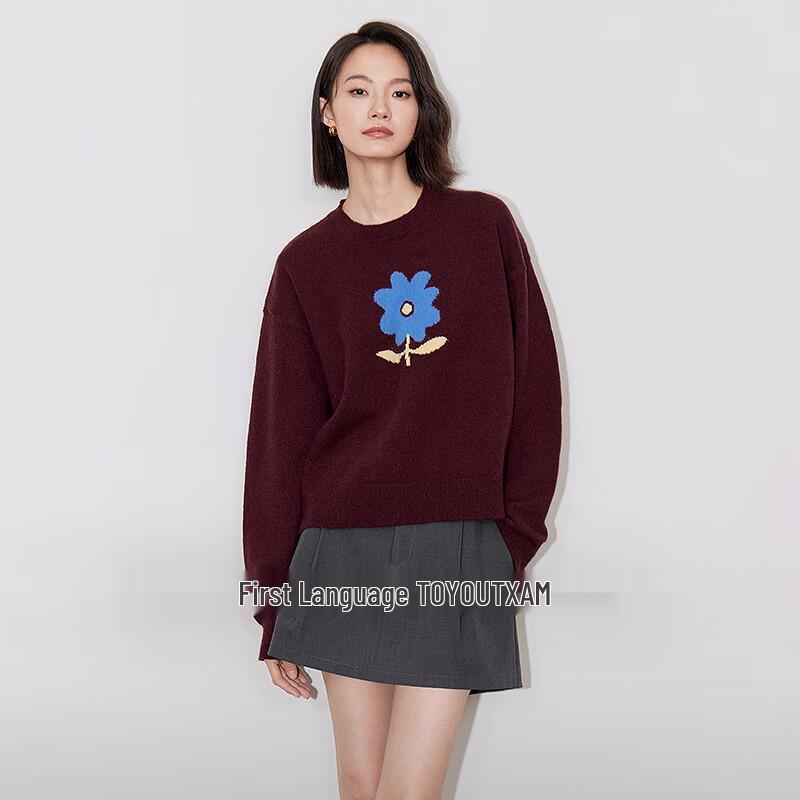 

Chuyu Women s Floral Jacquard Knit Sweater S