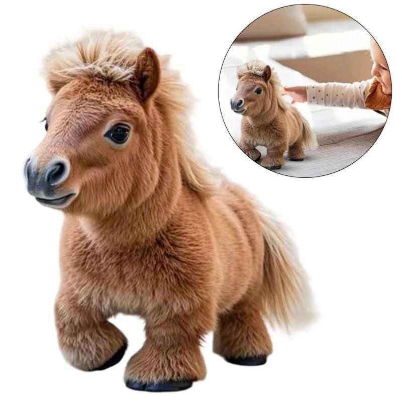 Safe Soft Plush Electric Ponies Toy for Kids Nontoxic Materials Lovely Cartoon Design Promotes Bonding