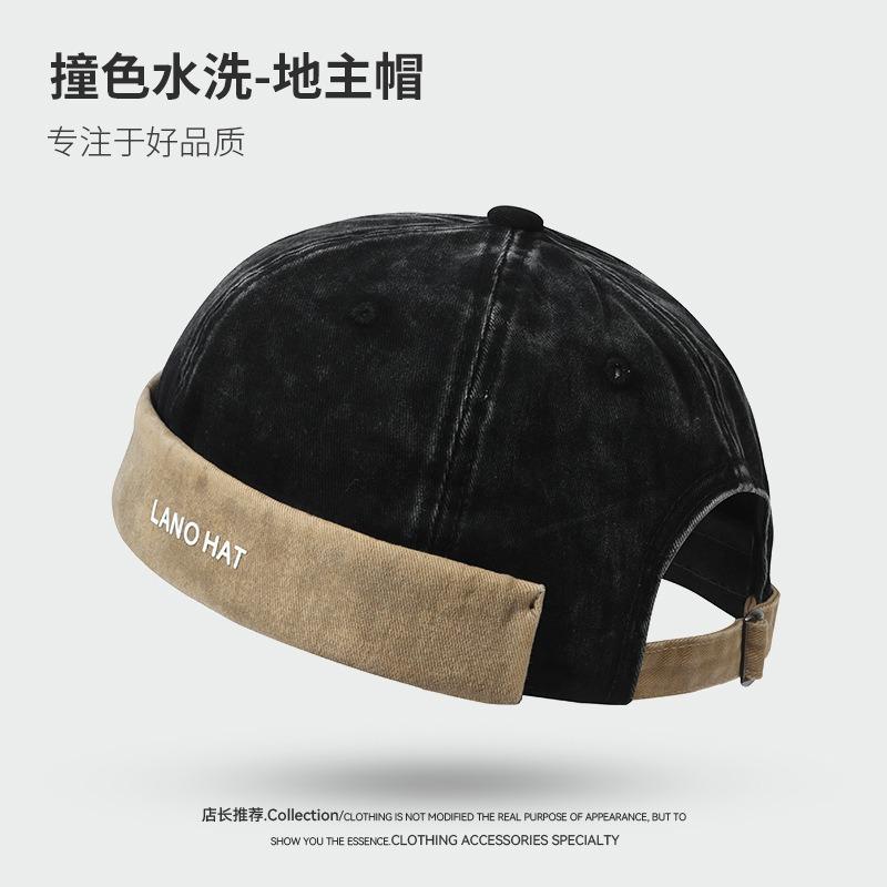 Yuppi hat men's autumn and winter beanie landlord hat washed retro casual personality melon fur hat women