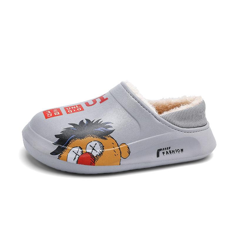 Children's Cotton Slippers Boys and Girls Students Teenagers Winter Waterproof Non-slip Velvet Cotton Shoes Indoor and Outdoor Thick Soles