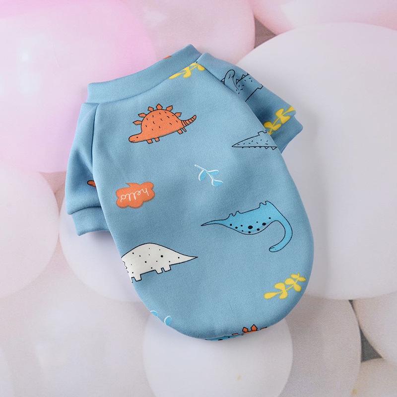 New Cute Cartoon Print Fleece Lined Warm Clothes for Small Dogs and Cats