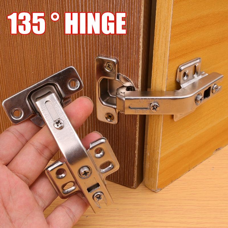 135° Stainless Steel Cabinet Hinges Soft Close Concealed Kitchen Cupboard Corner Hinges With Screws Replacement Hardware Kits