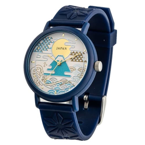 

Часы KAORU для мужчин и женщин, аромат агарового дерева в японском стиле, дизайн горы Фудзи, ремешок цвета индиго (военно-морской флот), Сделано в Японии, KAORU002FJ
