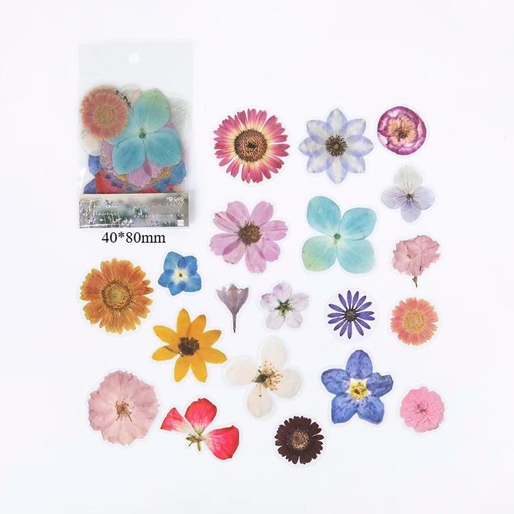 

40pcs PET Transparent Flowers Stickers DIY Deco Scrapbooking Junk Journal Plants Flowers Sticker Stationery Supplies