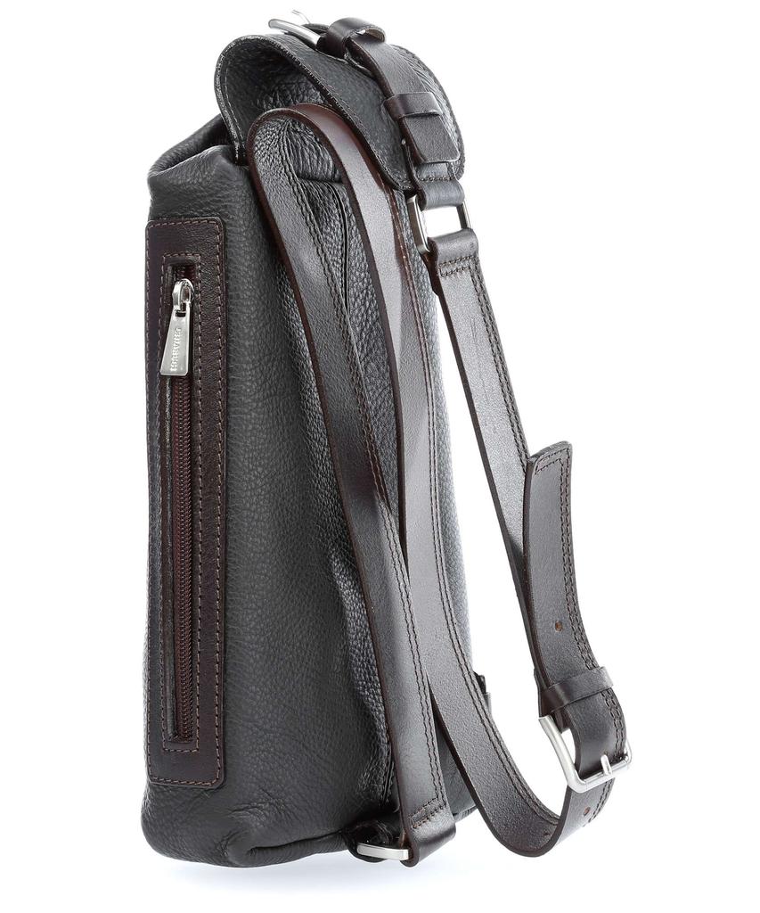 CHIARUGI Italian Genuine Leather Body Bag In Black
