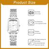 Ladies' Waterproof Square Dial Watch with Bar Index, Simple Quartz, Adjustable Stainless Steel - Silver