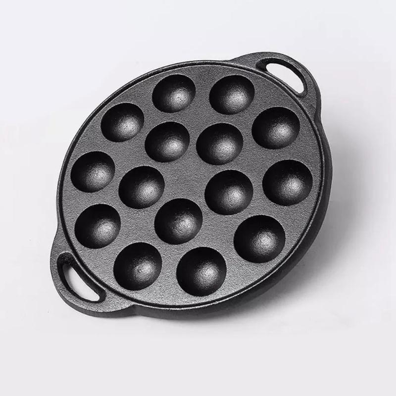 Cast Iron Takoyaki Pan Nonstick Grilling Pan Cooking Plate Takoyaki Maker with 15 Compartment Holes for Baking Cooking