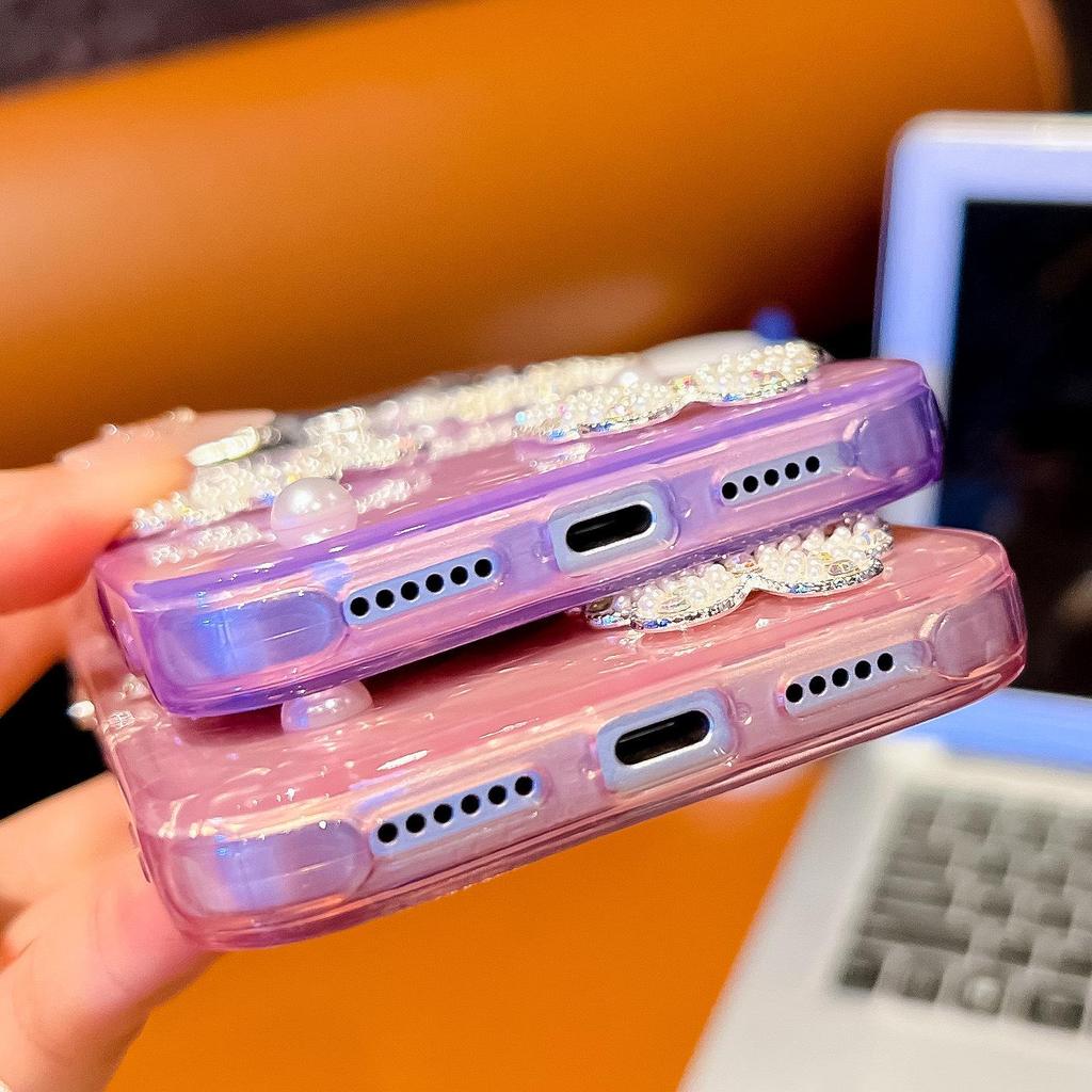 Compatible with Apple 17 Pro Max: Pearl Butterfly Drop-proof Shell Pattern iPhone 16 Double-sided Film IMD Case
