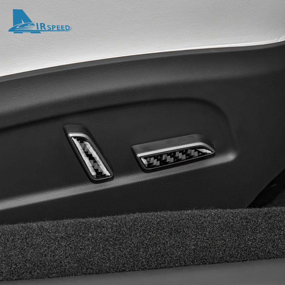 Real Soft Carbon Fiber Seat Adjustment Panel Trim Sticker For Tesla Model 3 Highland 2025 2025 Car Accessories
