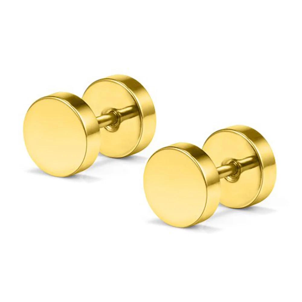 Kadınlar İçin Bir Çift Siyah Paslanmaz Çelik Yuvarlak Küpe Dumbbell Piercing Küpeleri Erkek Punk Moda Takı 2-14mm