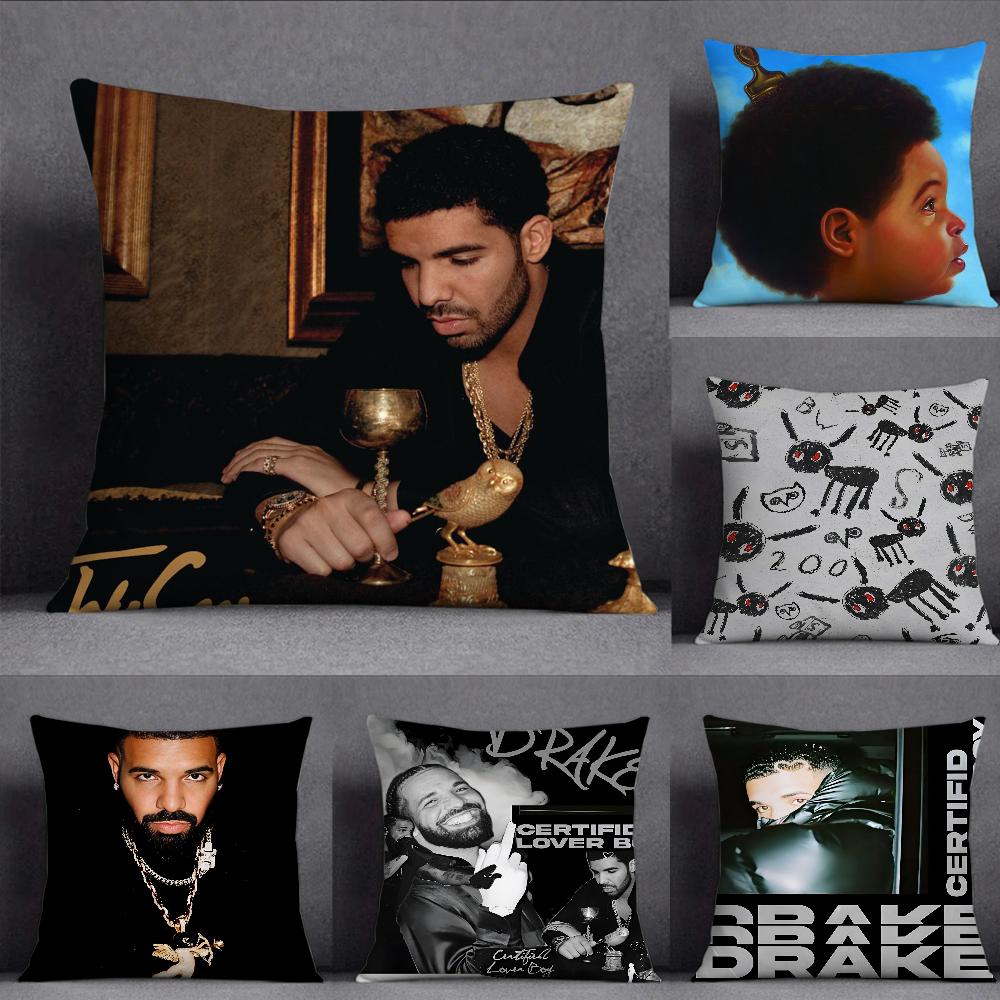 D-Drake For All the Dogs Pillow Case Square Double-Sided Printing Short Plush Sofa Cushion Cover Bedside Pillow