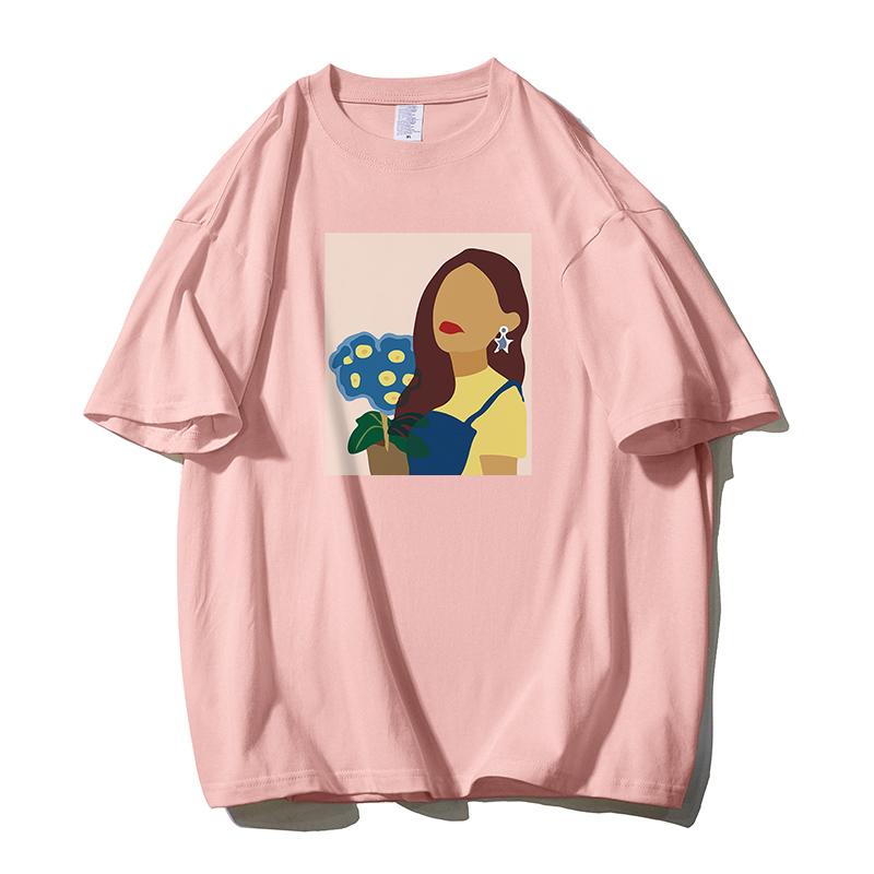 Shellsuning Oversized 100% bavlněné tričko Harajuku pro ženy Letní móda Jednoduchý krátký rukáv Měkká trička Dámské základní gotické topy