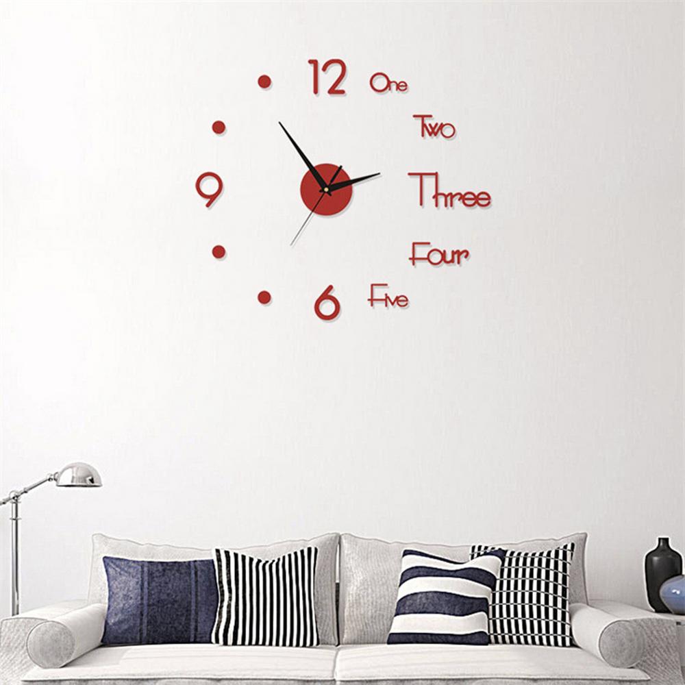 3D Mirror Wall Clock 3D Large Frameless Wall Clock Digital Clock Wall Stickers Silent Clock For Home Living Room Office Wall