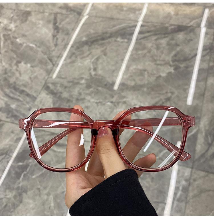 Anti Blue Light and Anti Radiation Flat Lens for Men with Large Face and Frame Slimming Transparent Frame Internet Famous Plain Face Glasses for Women