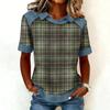 Women's Fashion Collar Cowboy Splicing Sweatshirt Casual Printed Hoodie Short Sleeve Shirt Top
