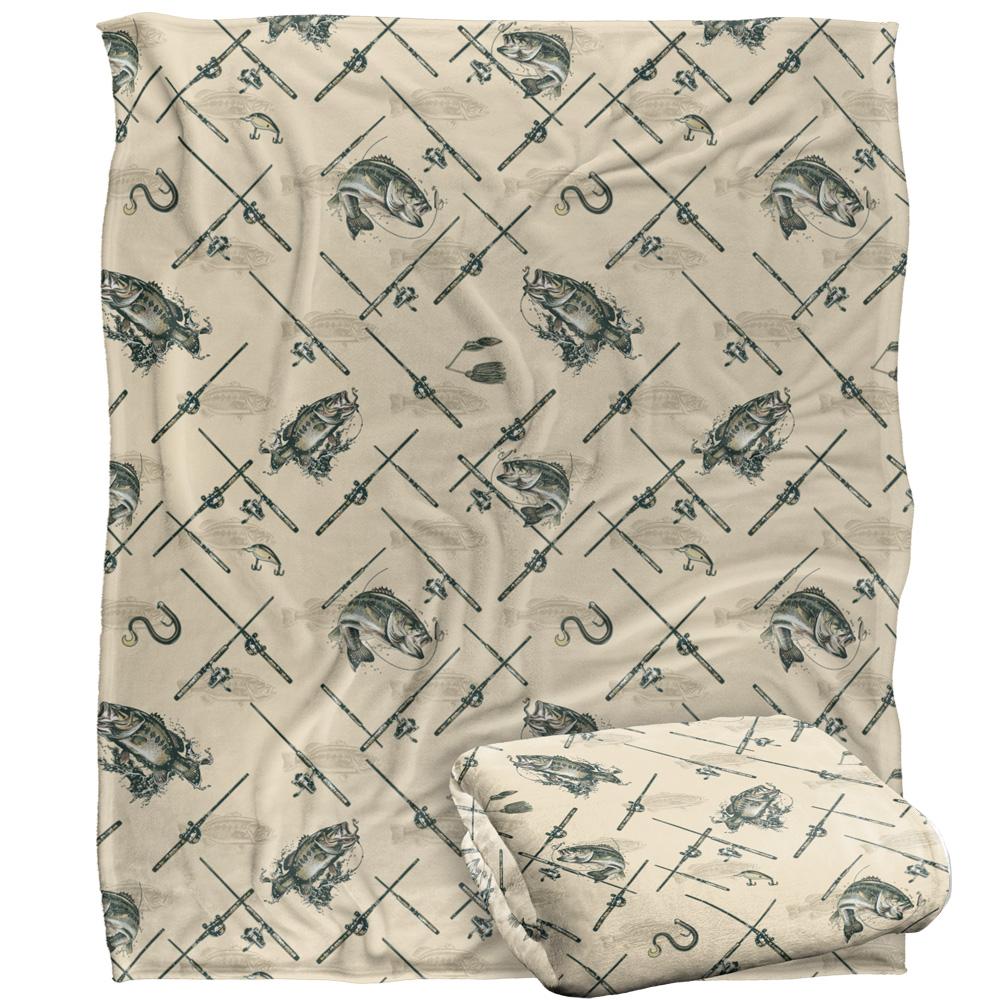 JQ Licensing Silky Patterned Fishing Supersoft Blanket