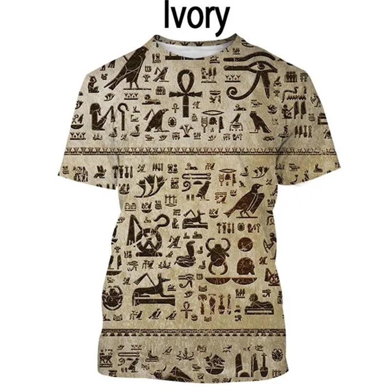 Ancient Egyptian Text 3d Printing T-shirt Pharaoh's Eye Egyptian Mural Creative Casual Short-sleeved Tshirt Tees Mens Clothes
