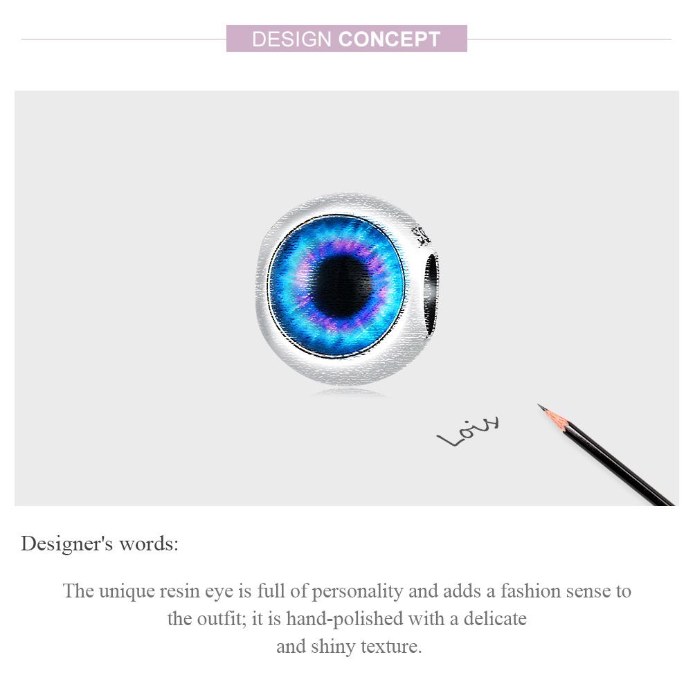 WOSTU Blue Devil's Eye Beaded 925 Sterling Silver Classic Demon Eye Charm Beads for Women Fit Original DIY Bracelet Jewelry