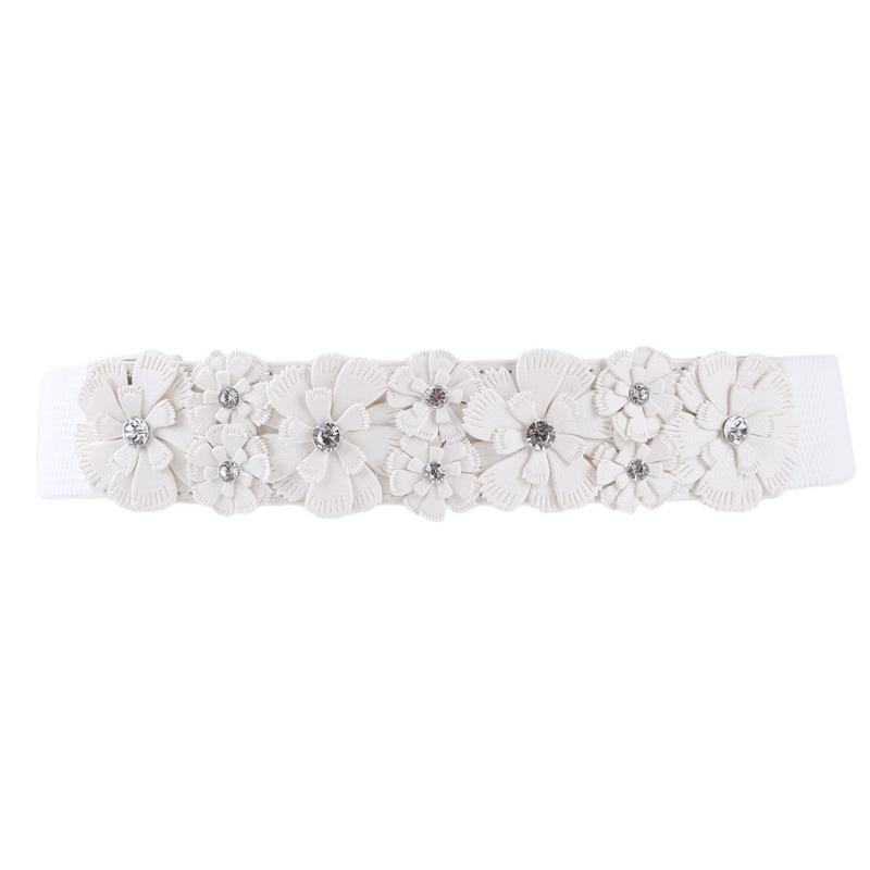 Women Skinny Elastic Belt Ladies Fashion Buckle Stretchy Wide Waist Belt for Dresses Flower Waistband Gift Cloth Accessory