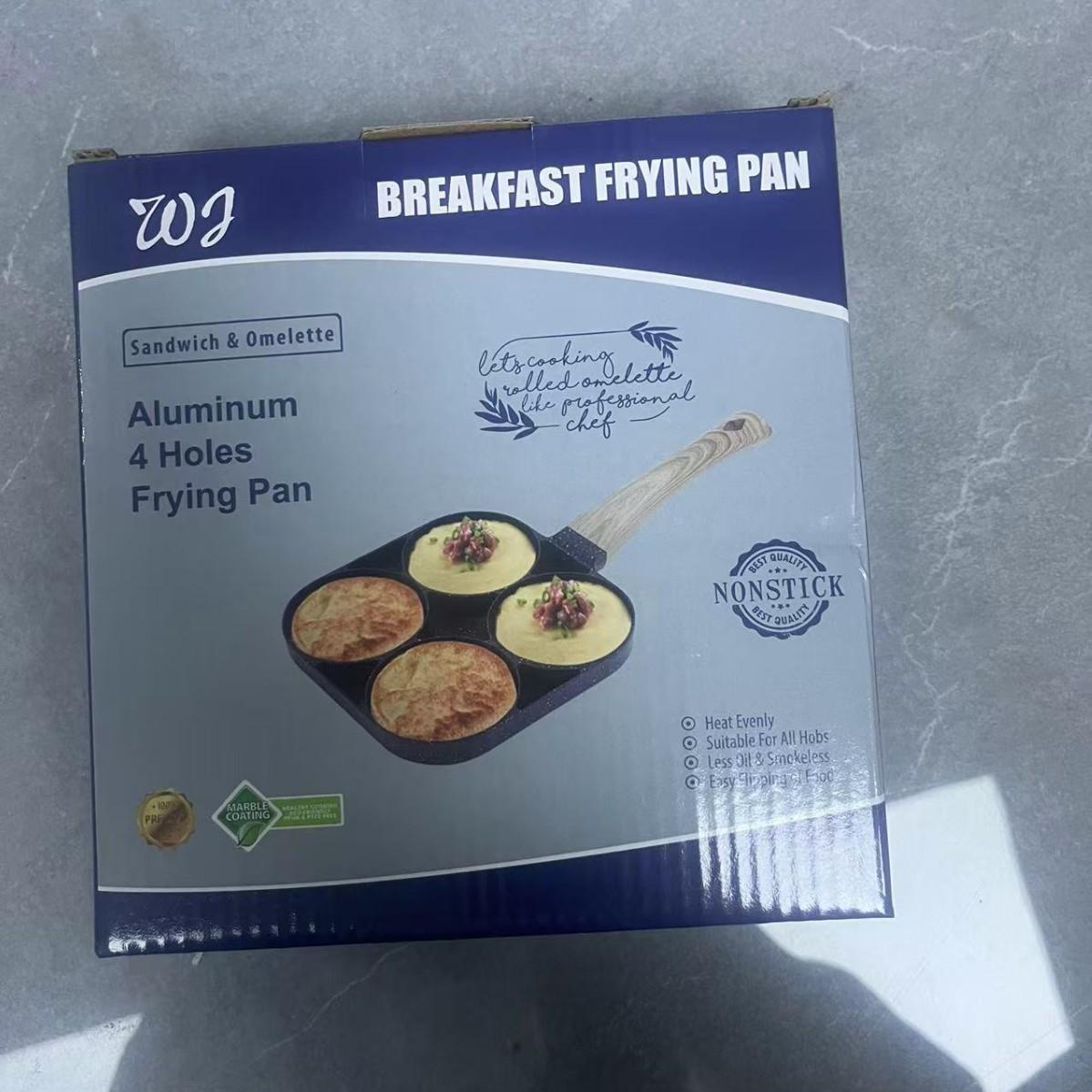 4 Holes Omelet Pan Thickened Nonstick Egg Omelette Grilled Steak Cooking Pan Hamburger Bread Breakfast Maker Induction Cookware