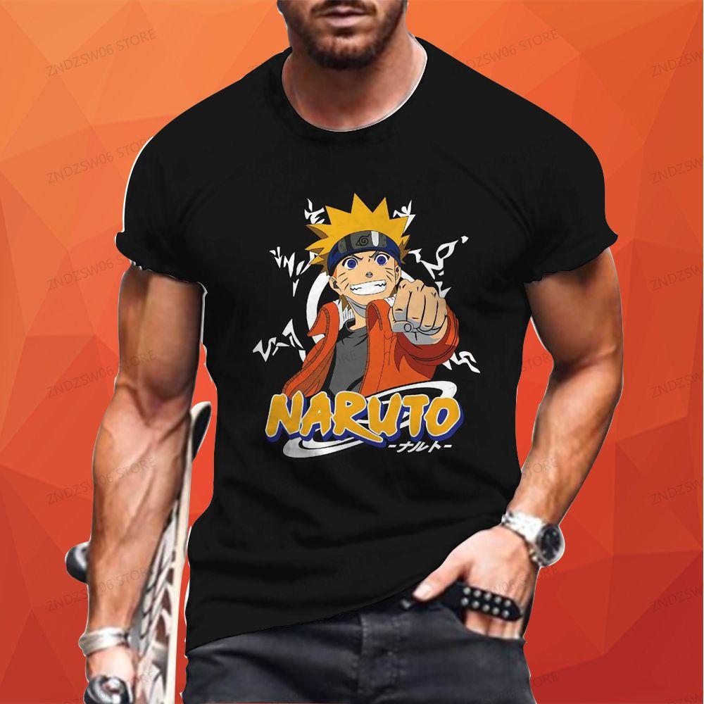Ninja 2024 New Naruto Men's T-shirt Fashion Cool Anime Hip Hop Sasuke Oversized Y2k Quick Drying Tops Kakashi Summer