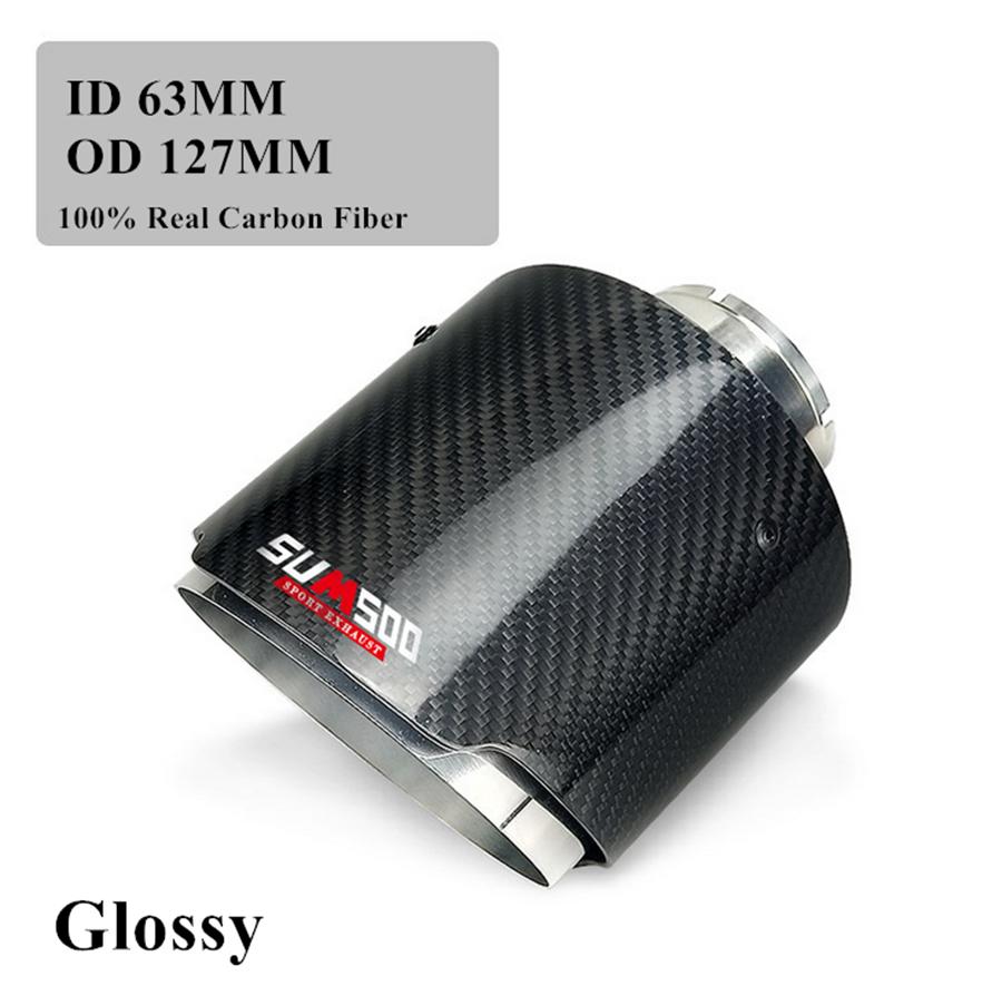 1pcs Car Carbon Fiber Exhaust Tip Muffler Pipe Universal Pipes Tail 63mm 2.5"Inlet 127mm 5"Outlet