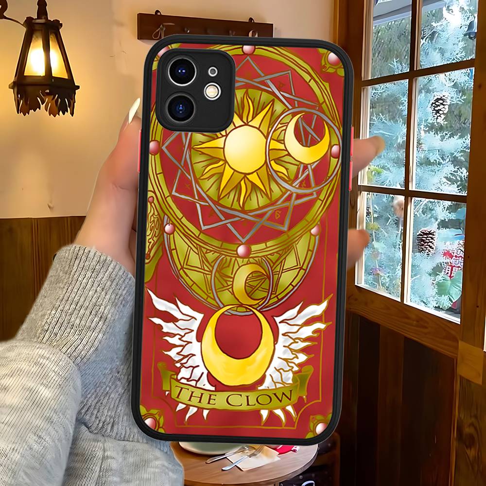 Anime C-CardcaptorS S-Sakura For IPhone 16 15 14 13 12 11 Pro Max X XS MAX Plus Translucent Black Phone Cover