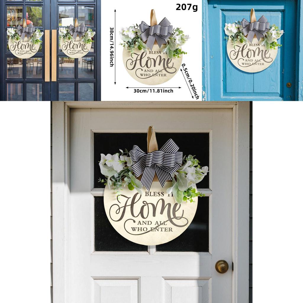 Hölzerne Garten-Willkommensplakette mit künstlicher Blüte und Schmetterlingsbindern für den Außeneingang