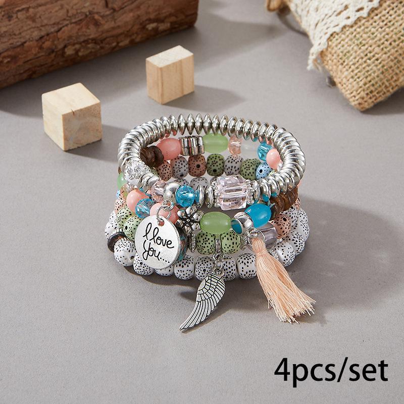 Bohemian Multi-Layer Wooden Beaded Elastic Bracelet