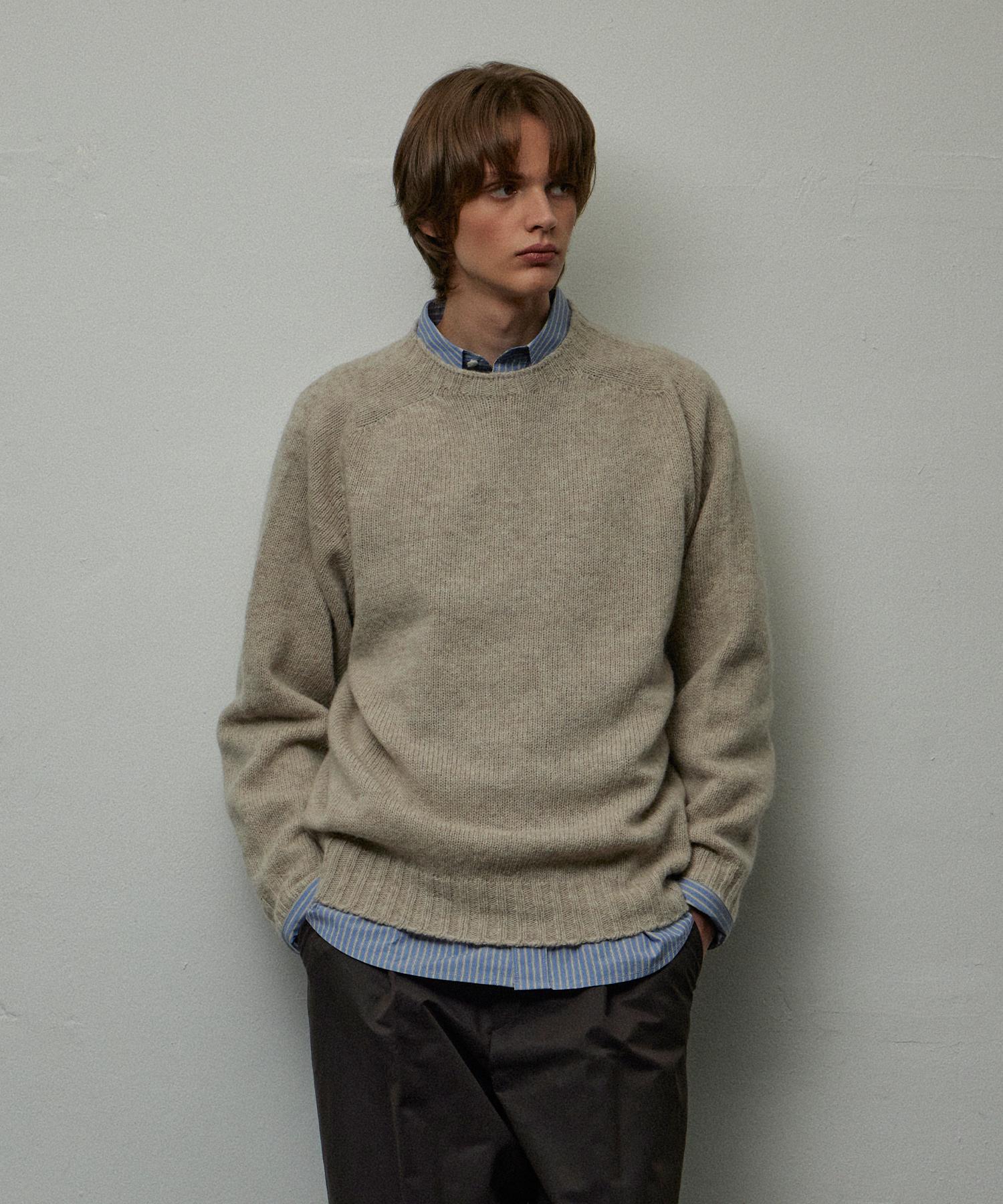 Le Ab Wholegarment Wool Shaggy Dog Knit Pale Beige Pale Beige/M