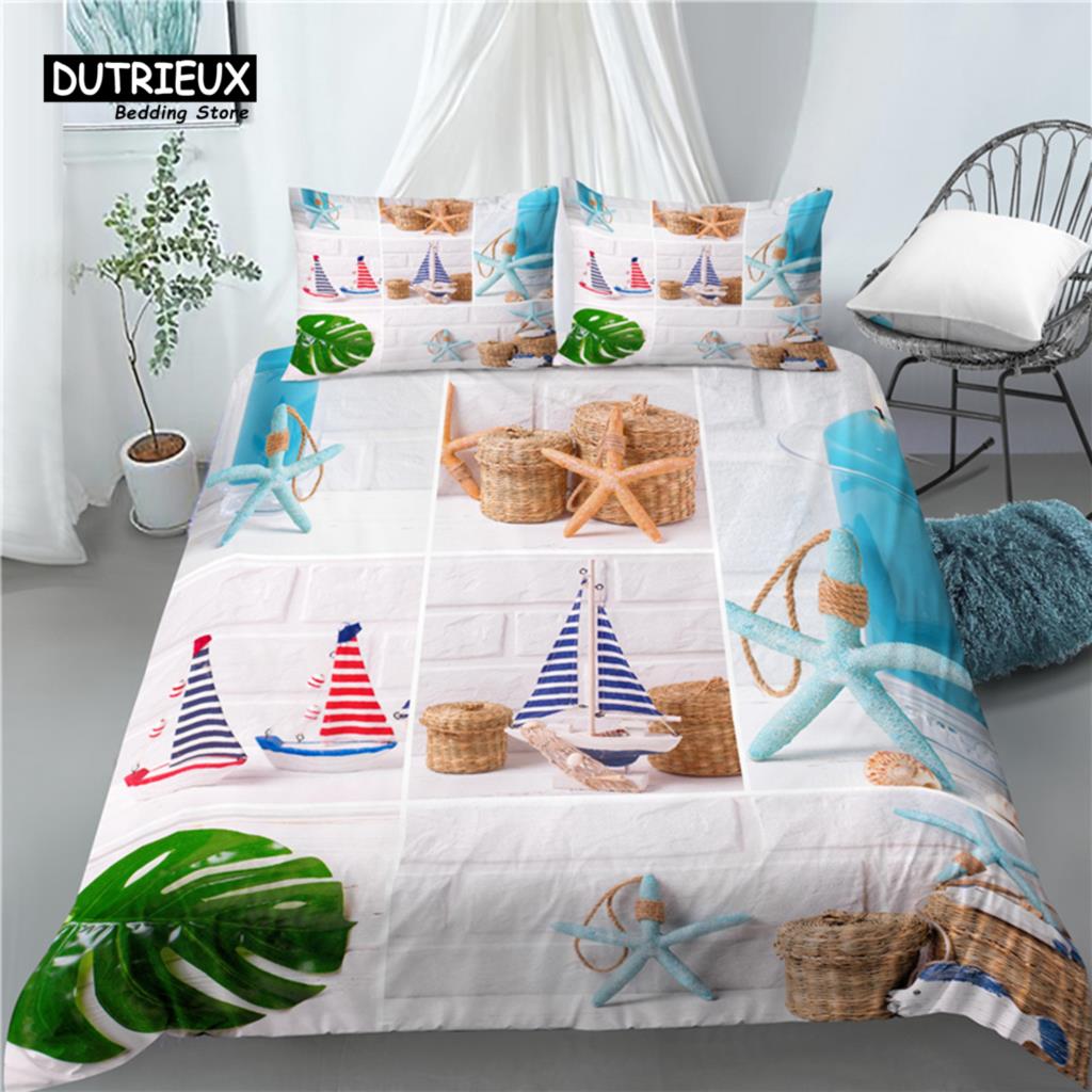 

Home Living Luxury 3D Beach Theme Print 2/3Pcs Comfortable Duvet Cover PillowCase Bedding Sets Queen and King AU/EU/US Size EU single(135x200cm)