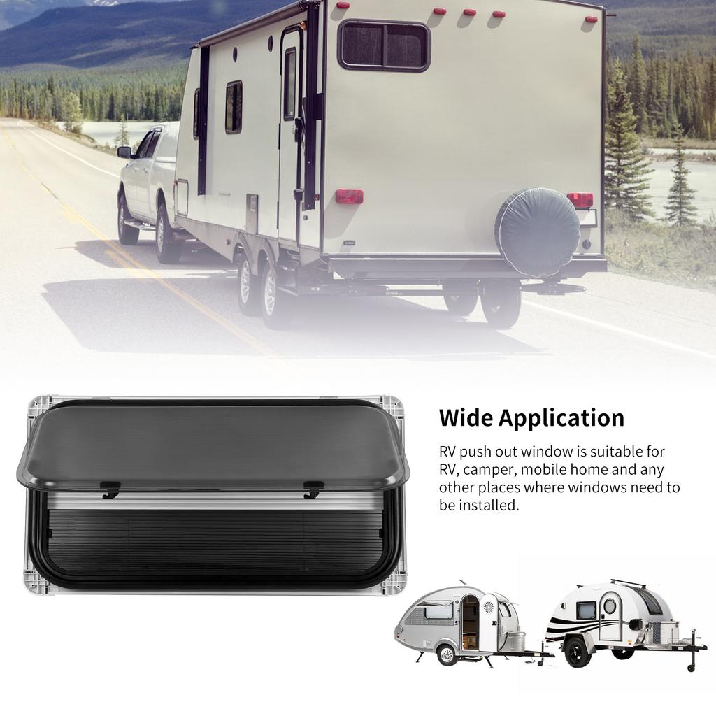 RV Push Out Window Double Layer Acrylic Glass  Curtain 900x450mm Stale Structure External Exit Window for Campervans