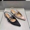 Fashion Black Pink Silk Slingback Sandals Women Designer Pointed Toe Crystal Band Summer Shoes Woman Back Strap Sandalias Mujer Size 43