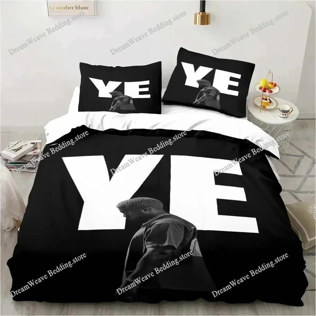 3D Rapper Kanye West Bedding Set Duvet Cover Bed Set Quilt Cover Pillowcase Comforter King Queen Size Boys Adult Bedding Set9639