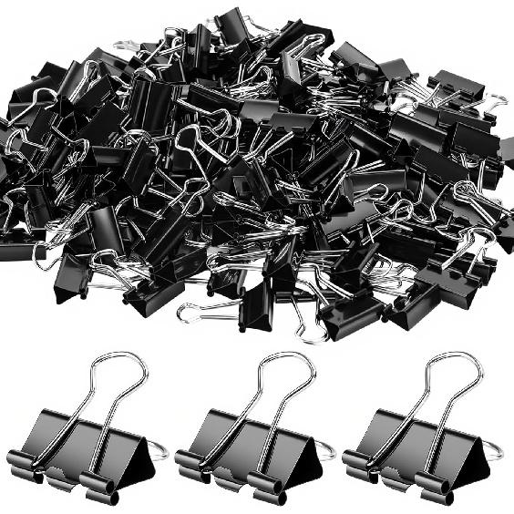 120 Pack Mini Binder Clips, Black Binder Clips, Small Paper Clips 15mm 5/8 Inch. Micro Size Office Clips for Home School Office and Business.