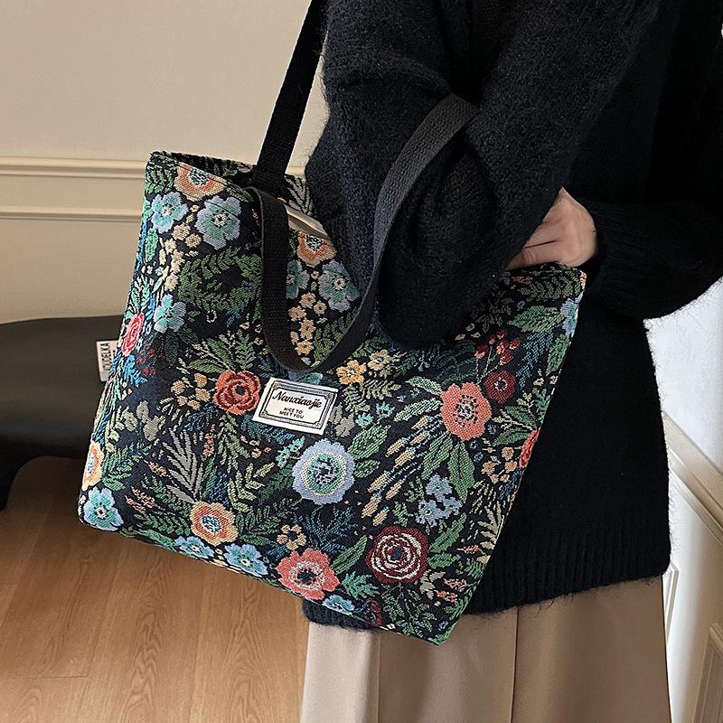 Borsa Floreale di Grande Capacità per Donne Nuova Borsa a Tracolla Trendy e alla Moda per Donne Ins Nicchia Versatile Borsa a Mano Monospalla