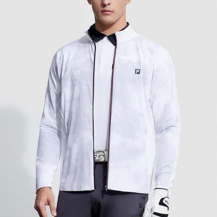 FILA Golf Series Gradient Zipper Stand Collar Jacket Men jackets Jade-White A11M345406F-WT