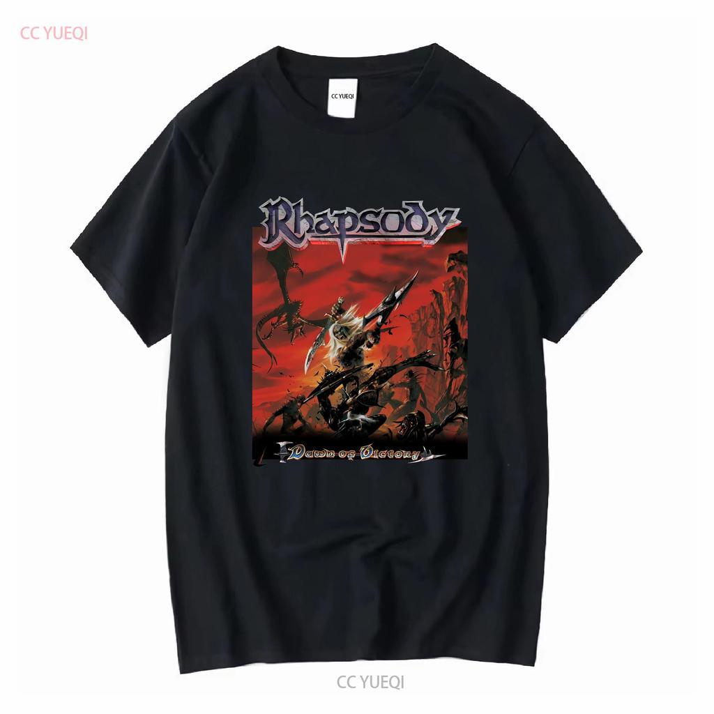Vintage 2000 Rhapsody of Fire T Shirt Dawn Victory Long Sleeves Vintage Washed Designer Clothes Homme Casual Stylish