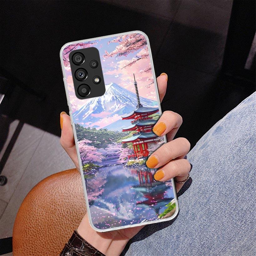 Japanische Kirschblüte Mount Fuji Handyhülle Für Samsung Galaxy A52 A32 A22 A12 A51 A31 A50S A30S A20S A10S Note 20 Ultra 10 Plus S10 A