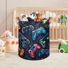 Bardic Large Laundry Basket Gaming Theme Laundry Hamper with Leather Handle, Game Controller Collapsible Organizer Basket Freestanding Tall Clothes