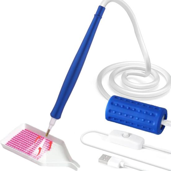 

Вакуумная алмазная художественная ручка Электрическая алмазная художественная ручка с лотком для хранения Инструмент для размещения алмазов без воска для всех видов алмазов синий