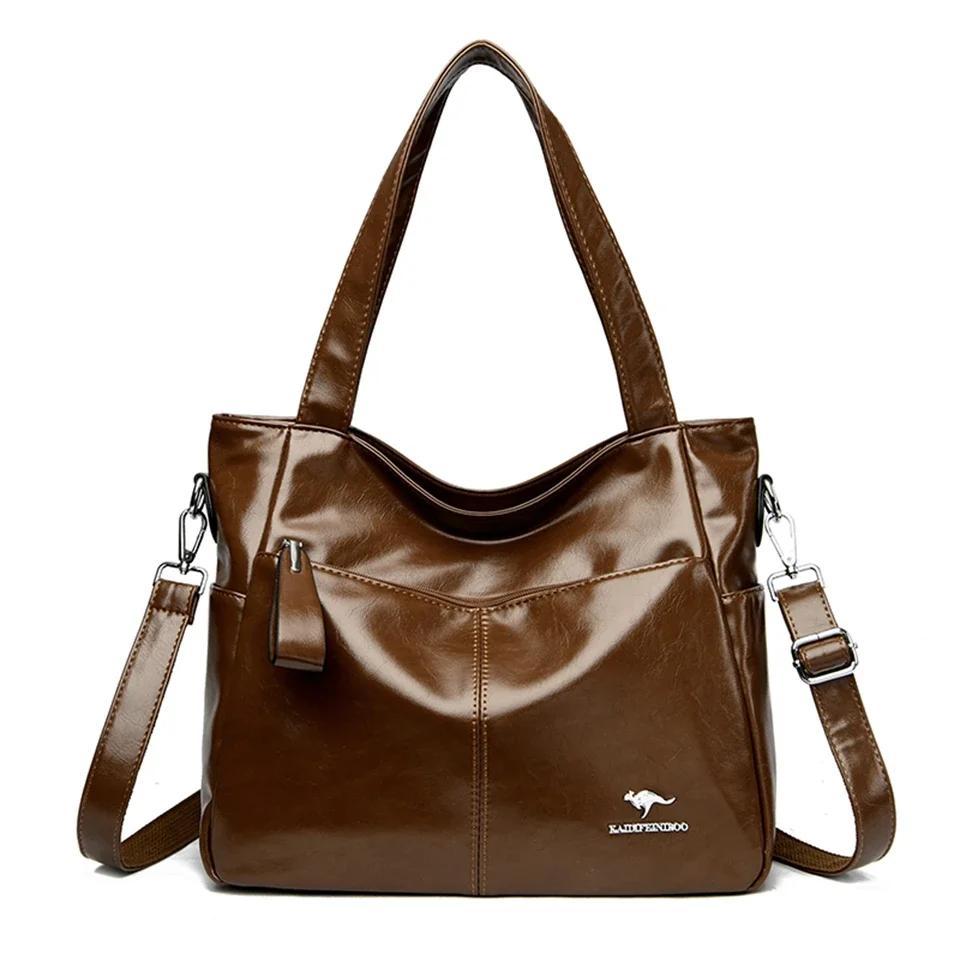 Vysoce kvalitní měkké kožené kabelky přes rameno pro ženy Velkokapacitní luxusní kabelka Značka Návrhář Neformální kabelka