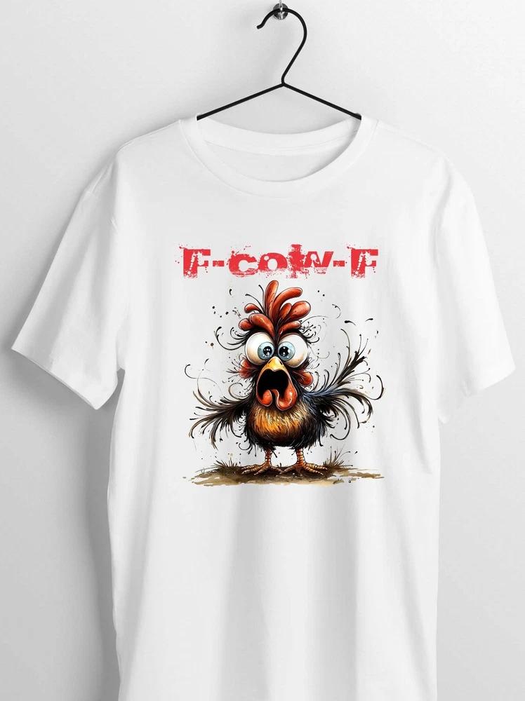 FCOWF Funny Chicken White TShirt Meme Quote l Unisex Tee Top Gift XL