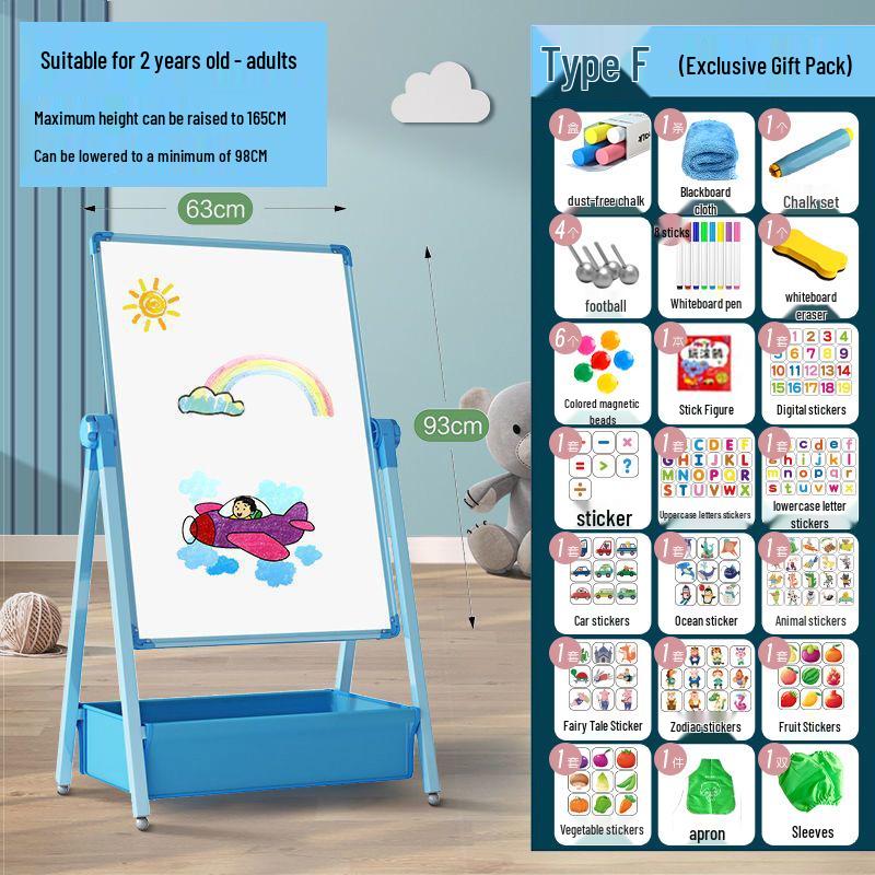 Kids' Double-Sided Magnetic Blackboard & Whiteboard: Erasable Drawing & Writing Stand with Coloring and Graffiti Features