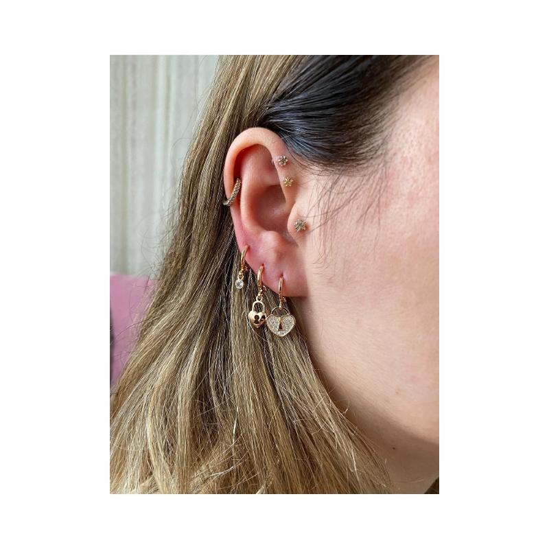 

ELİZYA BOUTIQUE Золотые серьги в форме сердца с родиевым покрытием и замком золотой