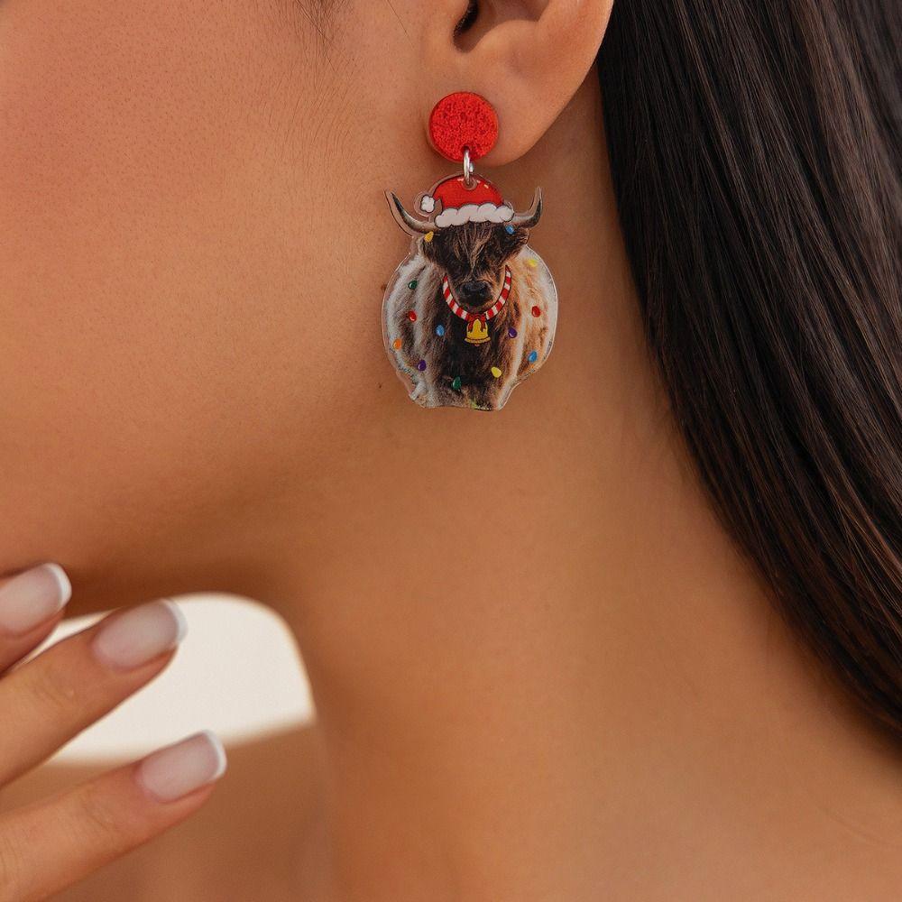 Animals Elk Pendant Jewelry Quicksand Dangle Earrings Sweet Merry Christmas Earrings  New Year