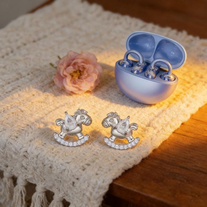 Elegant Horse Shaped Ear Clip Attachment For FreeClip 1 2 Earbuds Enhancer Coppers Zircons Embellishment