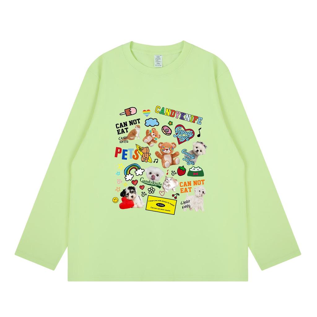 Trendy Cartoon Print Japanese Bestie Long Sleeve Loose Autumn T-Shirt
