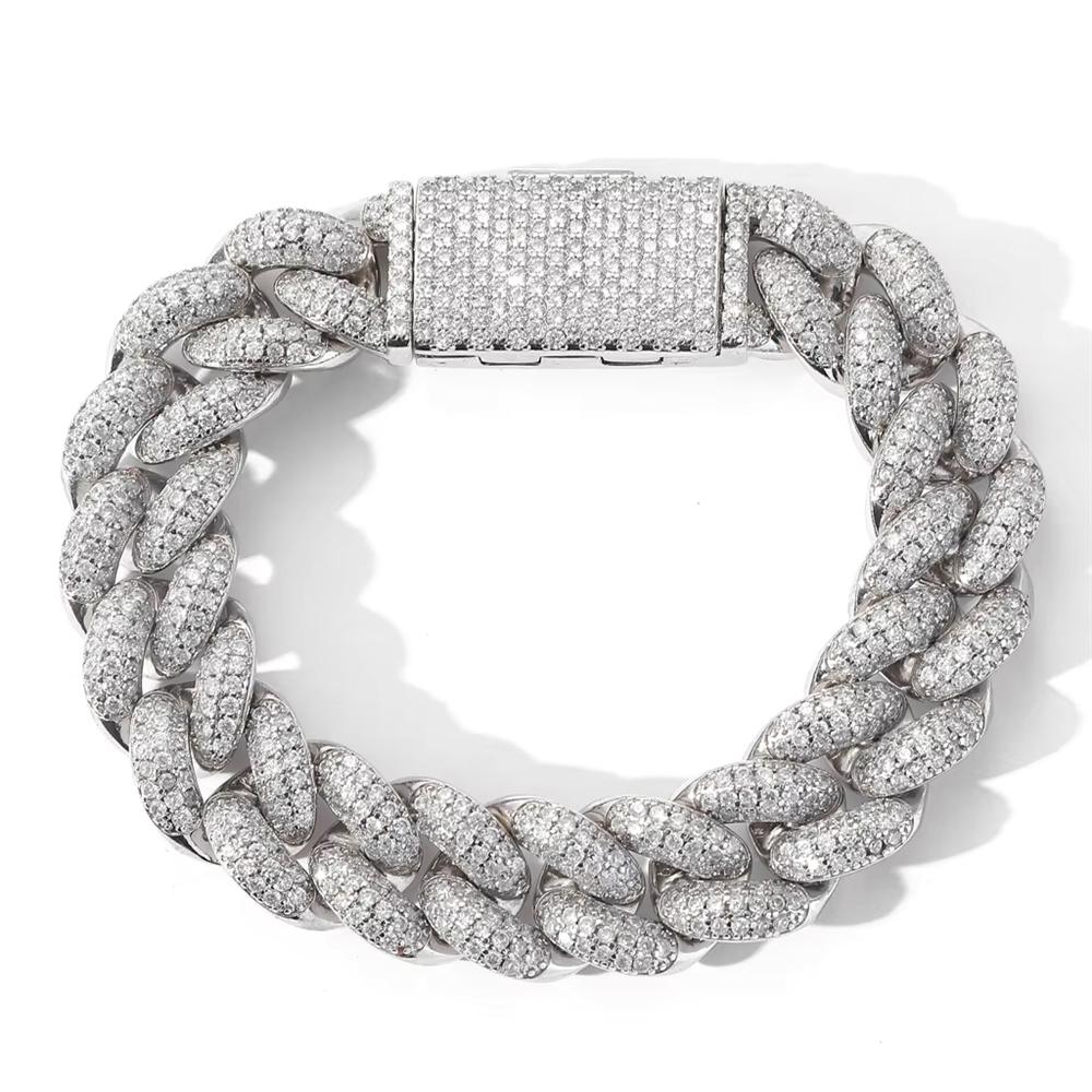 Hip Hop Men's Jewelry 14K Gold Plated 20mm Cuban Bracelet Bling Iced Out Zircon Miami Lock Clasp Cuban Link Chain Bracelet