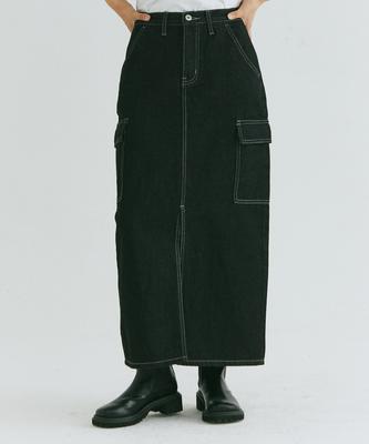 Field Walker One Wshd Cargo Long Skirt [Black]